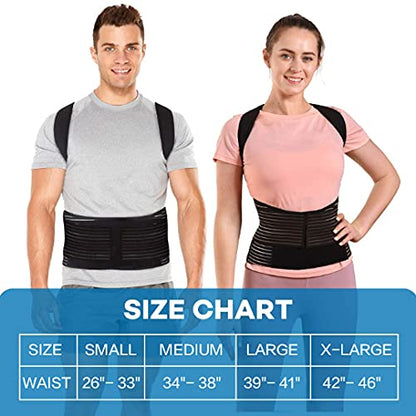 sicheer Posture Corrector for Women and Men Back Brace Straightener Shoulder Upright Support Trainer for Body Correction and Neck Pain Relief, Large(waist 39-41 inch)