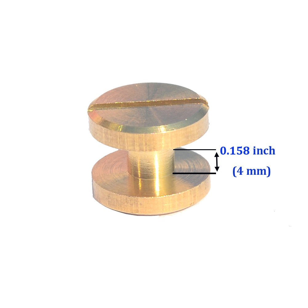 DGOL 50 Pairs Brass Backscrews Golden Leather Fasteners Sturdy Binding Rivets Belt Strap Collar Back Screws PU Studs Length (0.158 inch (4mm))
