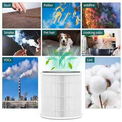 4 Packs AC400 Replacement Filter Compatible with Purivortex AC400 Air Cleaner Purifier, 3-in-1 Main Filters and Activated Carbon Filter, White