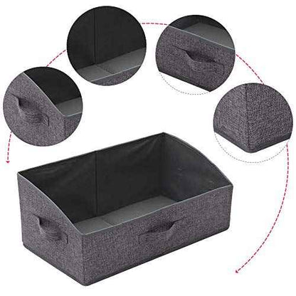 4 Pack Trapezoid Large Foldable Closet Storage Bins with Handle, Fabric Storage Organizer Cube Cloth Containers Linen Box Shelf Baskets for Clothes Clothing Shelves Wardrobe