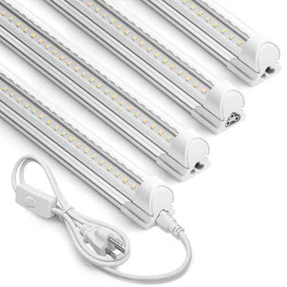 Barrina 5000K 2FT LED Shop Light, 3000LM, 20W, T8 Shop Lights for Garage, Workbench, Cabinet, Workshop, Room, LED Tube Lights, Linkable Ceiling Light Fixture with Built-in ON/Off Switch, ETL, 4 Packs