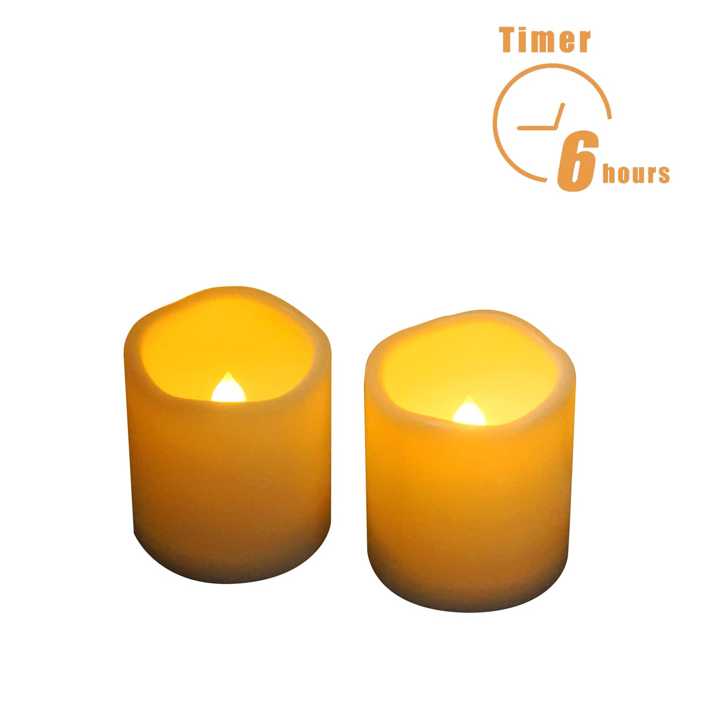 2WDECOR Outdoor Battery Operated Flameless Candles with Timer, Realistic Flickering Plastic Fake Electric LED Pillar Lights Waved Edge for Home Garden Wedding Party Christmas Decor 3x3 Inches 2-Pack