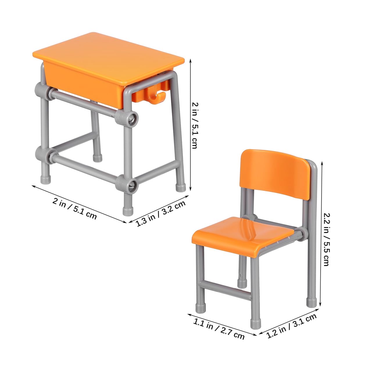 Housoutil 4sets Miniature School Furniture Set, Dollhouse Desk and Chair Play Modern, Realistic Miniature School Supplies for Dollhouse Decor and Pretend Play