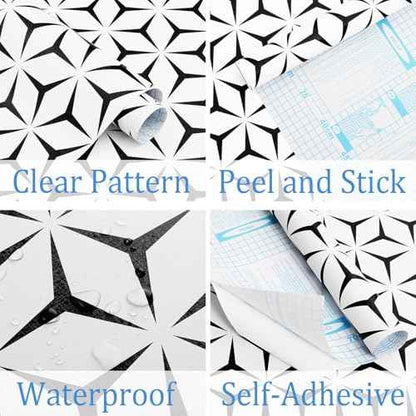 Heroad Wall Paper Peel and Stick Modern Black and White Wallpaper Peel and Stick Boho Geometric Contact Paper for Cabinets and Drawers Renter Friendly Self-Adhesive Removable Waterproof 17.7¡± x 118¡±