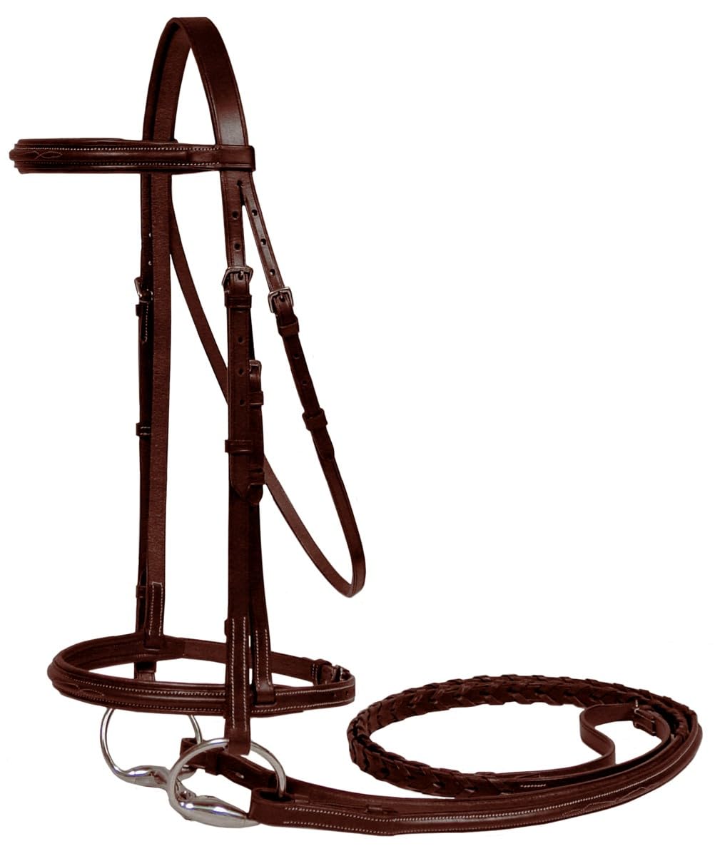 Paris Tack Padded Raised Fancy Stitched Leather English Schooling Bridle with Laced Reins