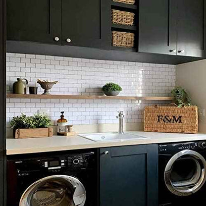 STICKGOO 1-Sheet Subway Tiles Self Adhesive Kitchen Splashbacks, Peel and Stick Wall Tile Stickers, Stick on Tiles Splashback (Black, Thicker Design)