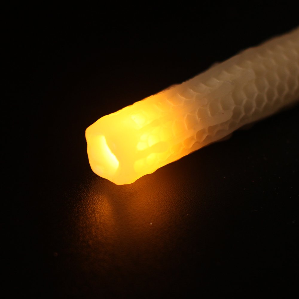 GiveU Taper Candles-Led Melted Dripping Honeycomb Flickering Flameless Candles with Timer,9 inch Tall,Ivory,Pack of 2