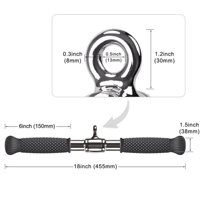 SELEWARE Rotating Straight Bar Cable Machines Attachments for Gym, Pull Down Bar Press Down Bar with Non-Slip Rubber Handle, Universal Attachment for Cable Machines, 18 Inch