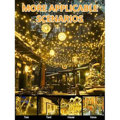 6 Pack Solar Christmas Lights Outdoor Waterproof, 600 LED 198 FT Solar Powered String Lights Outdoor with Green Wire 8 Lighting Modes, Mini LED Xmas Tree Light for Fence Party Decorations, Warm White