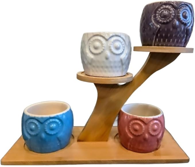 Blisse Wood Owl Planter (Purple)