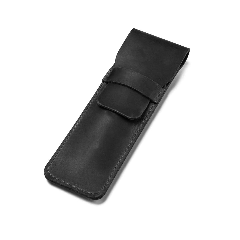Daimay Leather Pen Case Holder Handmade Fountain Multi Pens Pouch Crazy Horse Leather Pen Protective Sleeve Cover – Black
