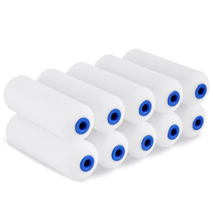Mister Rui 10 Pack 4 Inch High Density Foam Paint Roller Covers - Small Mini Rollers for Painting Walls, Cabinets, Cupboards, Doors