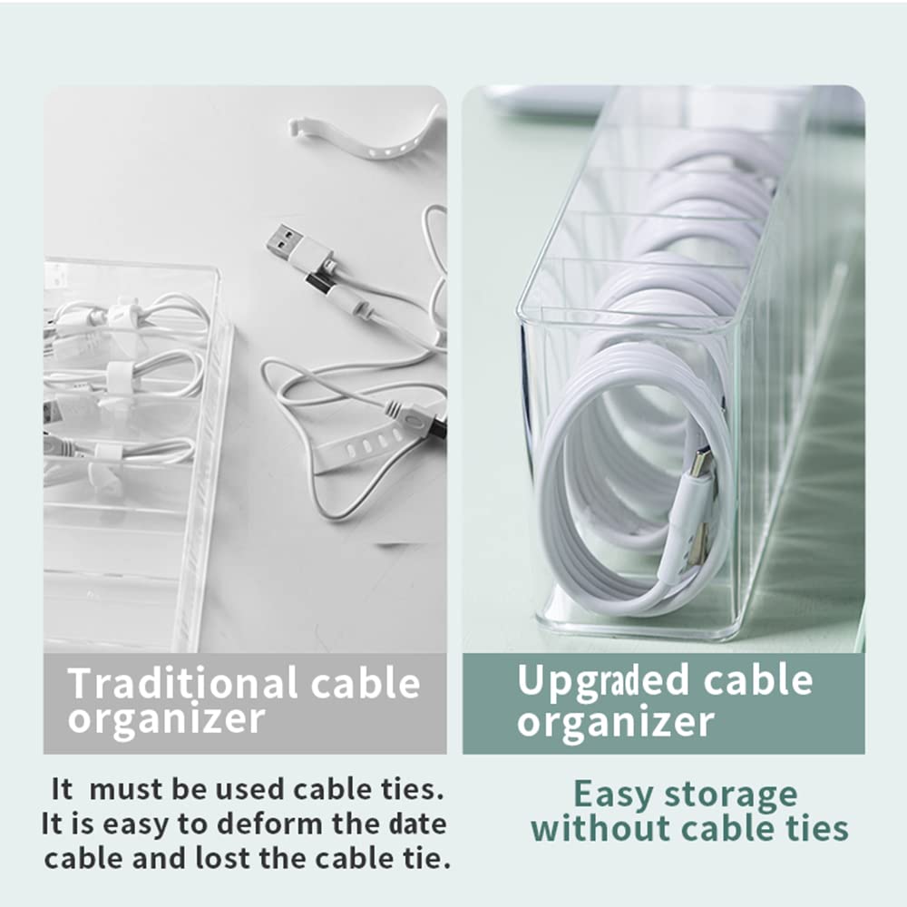 Nkocvew Charger Cable Cord Storage Organizer Box - 2 Pack With Lid - Easy Storage Without Cable Ties