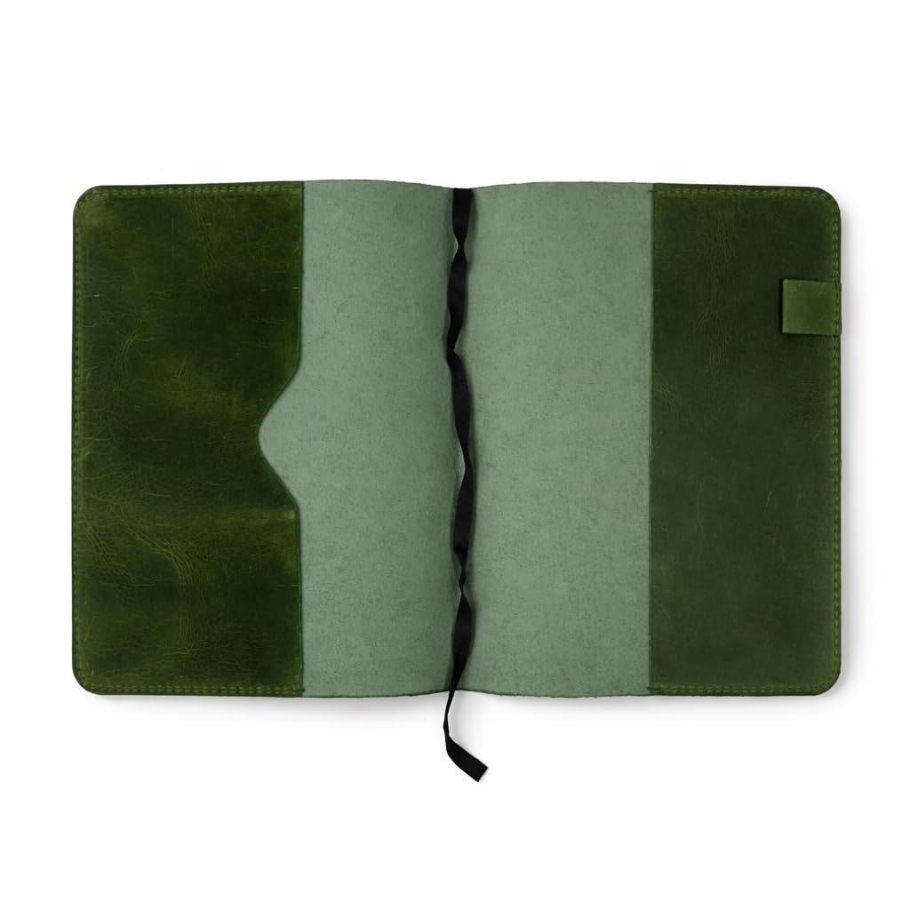 TheAntiq Leather Journal Cover XL – Handmade Refillable Notebook Holder with Pen Loop, Writing Organizer for Office, Travel & Professional Use 7.5 x 9.8- Green