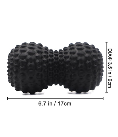 KITWILD Peanut Massage Ball, Double Lacrosse Massage Roller Ball for Deep Tissue Muscle Massage, Physical Therapy, Myofascial Release, Muscle Knots, and Yoga Therapy (Black)