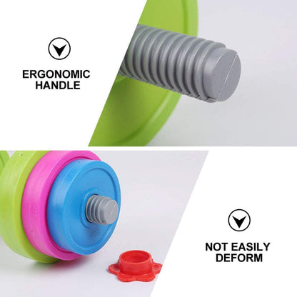 Kids Workout Dumbbell Weights Set - Toddler Toy Gym Equipment for Pretend Play Lifting, Exercise & Fitness - Adjustable Fill with Sand or Water (2 Pack)