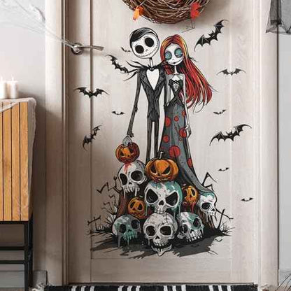 Generic Nightmare Before Christmas Wall Stickers Decals Horror Halloween Decoration Bat Pumpkin Skull Wall Clings for Halloween Party Home Office Classroom Wall DIY Wall Art Stickers Supplies, WW-173