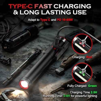 Pen Light Flashlight, 800 Lumens LED Pen Flashlights Rechargeable 6 Modes COB Magnetic Flashlight with Clip Bright Pocket Flashlights Work Light Portable Waterproof Durable Penlight for Nurse