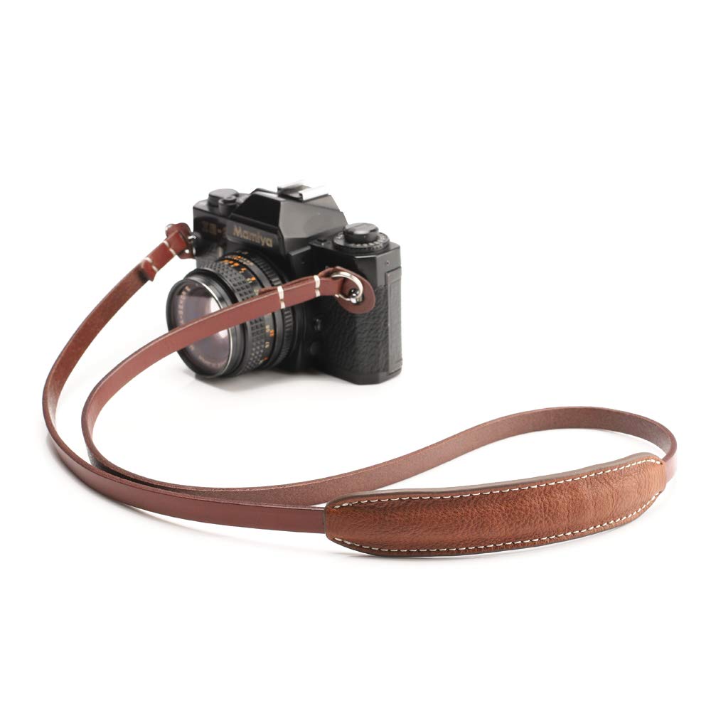 CANPIS CP005 Leather Camera Neck Shoulder Strap with Pad, Mirrorless Camera Strap Compatible with Sony Leica Nikon Fujifilm Olympus Panasonic (Color: Brown, Length 108cm)