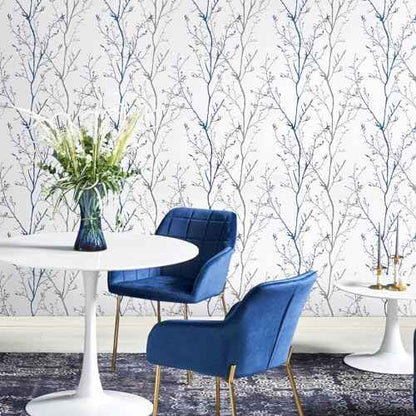 Grey Blue Tree Branches Peel and Stick Contact Paper 17.7" x 78.7" Modern Tree Branch Removable Wallpaper Natural Wall Paper Self-Adhesive Vinyl for Drawer Liner Furniture Crafts Accent Walls