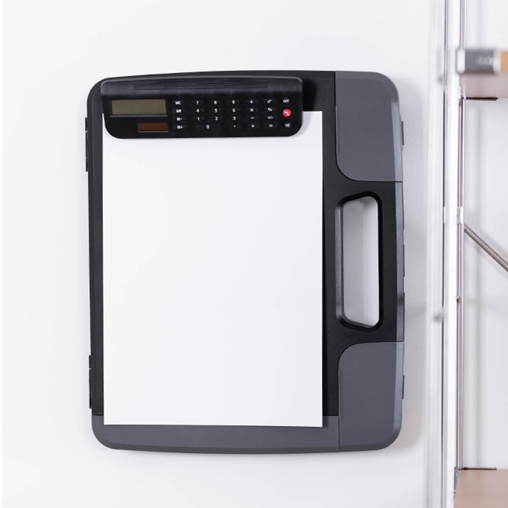 Cabilock A4 Files Box Document Clipboard Case with Calculator 14.40 X 12.08 X 2.63 Inches Office Organizer File Folder Box for Business and Study Storage