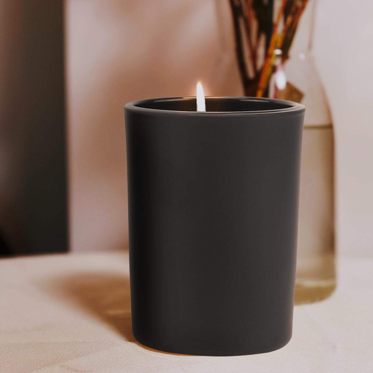 BESTOYARD 12Pcs Frosted Black Glass Votive Candle Holders, Modern Tea Light Holders for Table Centerpieces, Home Decor, Wedding & Party - Christmas Decorative Set