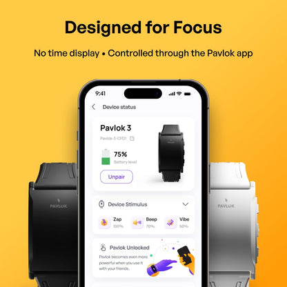 Pavlok 3 Sports (Black) – App-Controlled Silent Alarm & Habit Trainer Wearable – Chime/Vibration/Adjustable Zap – Includes Plus (Lifetime Access) – Steps & Sleep Tracking