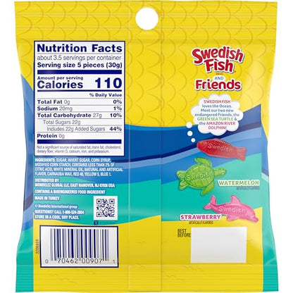SWEDISH FISH and Friends Soft & Chewy Candy, Bulk Candy, 12-3.59 oz Bags
