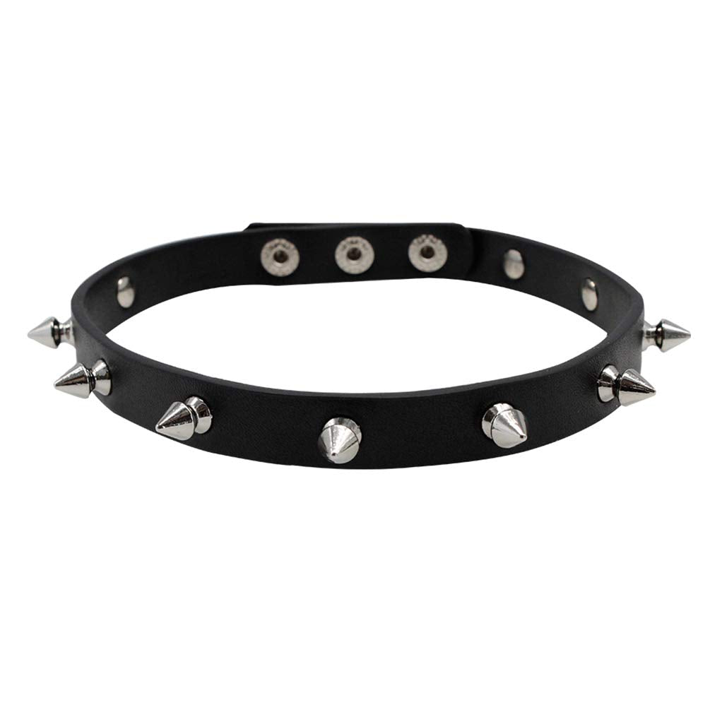 Leather Studded Bracelet Choker Punk Spike Rivet Cuff Metal Black Wristband