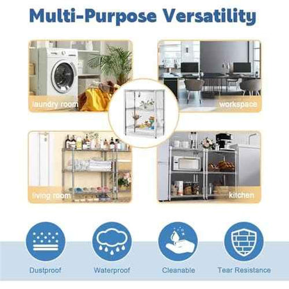 PVC Waterproof 3 Shelf Wire Rack for Wire Shelf Cover - 24" W x 14" D x 30" H - Protects from Dust and Debris - Only Cover (Transparent)