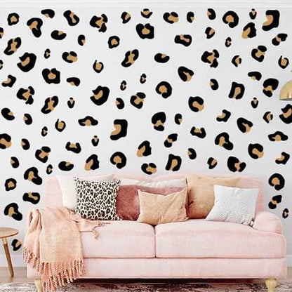 12 Sheets 348 Pcs Leopard Print Wall Decals - Cheetah Print Wallpaper for Bedroom, Living Room, Classroom Decoration