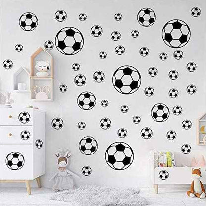 52 Pcs Soccer Stickers, Easy to Peel and Stick Soccer Balls Wall Stickers, Wall Art DIY Football Decor Decals for Kids Room, Boys Teen Girl Bedroom Playroom Living Room Window Door Decoration