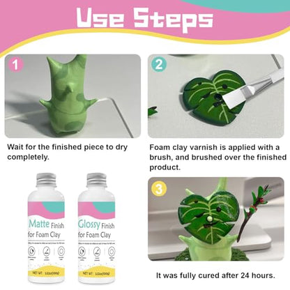 Foam Clay Varnish 100ml, Waterproof Matte Effect Foam Clay Air Dry Varnish, Prevent Cracking Oxidation Long-Term Protection