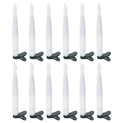 Angoily 12 Pcs Flameless Led Taper Candles Battery Operated Christmas Tree Lights Electric Fake Candles for Holiday Home Garden Wedding Parties Decor Includes Clips Fishing Line, Warm Led Lights