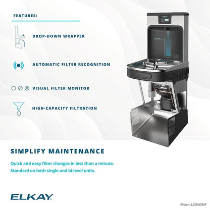 Elkay LZSTL8WSLP Enhanced Bottle Filler & Bi-Level ADA Cooler Refrigerated Light Gray Granite High Capacity Lead Drop Down Wrapper