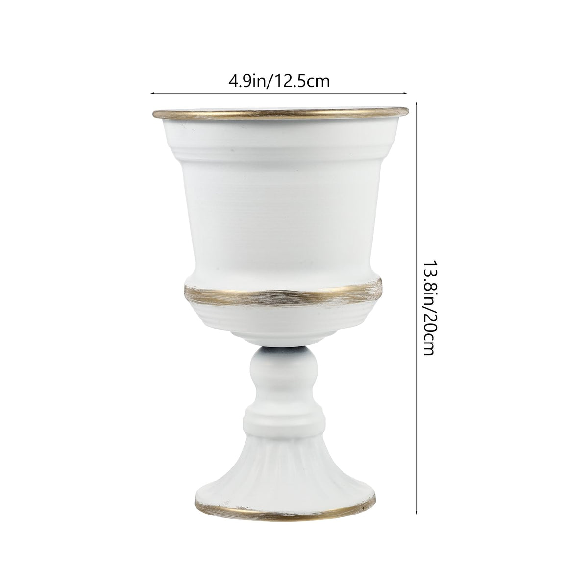 Yardwe White Iron Urn Planters for Outdoor Decor, 12"