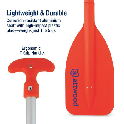 Attwood 20-inch to 42-inch Emergency Telescoping Paddle for Boating, Lightweight & Durable, High Visibility Orange, 11828-1