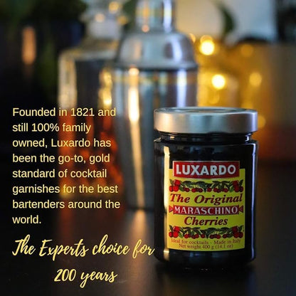 Luxardo Gourmet Cocktail Maraschino Cherries | for Old Fashioned, Manhattan and Desserts | Packed in Special Protective Bubble, 400G Jar