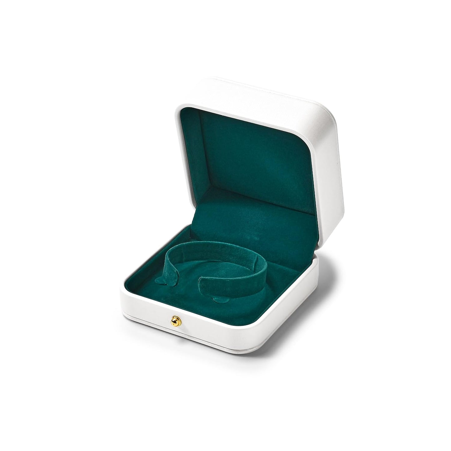 Woodten Green Velvet Interior Jewelry Gift Box for Bangle Bracelet White PU Leather Bangle Box