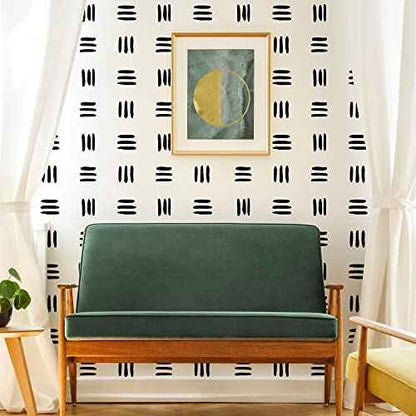 6 Pack 14'' Modern Herringbone Geometric Brick Hexagon Boho Lines Wall Stencils for Painting Large Pattern on Wall, Reusable Decorative Template for Scandinavian Painting Wall D?cor