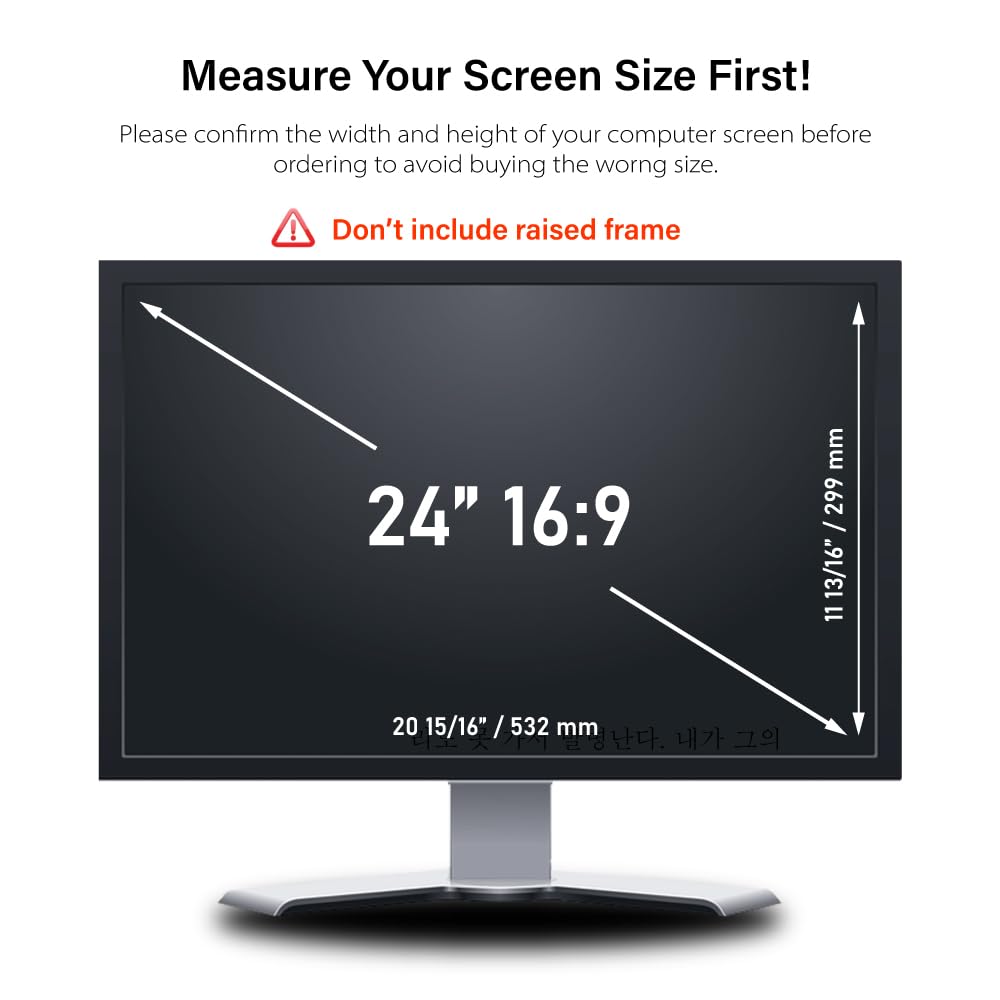 WELINC [2 Pack] 24 Inch - 16:9 Aspect Ratio - Computer Privacy Screen Filter for Widescreen Monitor - Anti-Glare - Protects Eyes from Harmful Glare and Blue Light