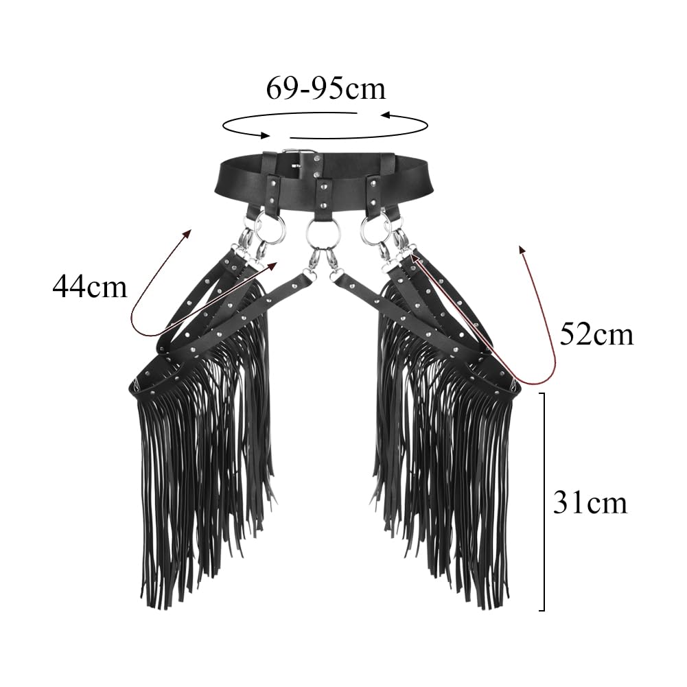 Women Punk Tassel Belt Leather Body Harness Waist Chain Gothic Caged Belt Rave Party Nightclub Costume