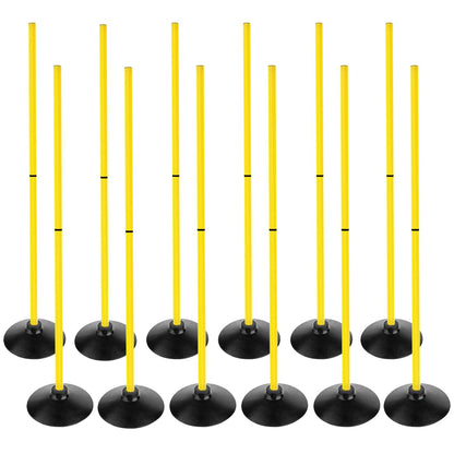 ASENVER Soccer Agility Poles Set Detachable Sports Trainning Speed Pole Slalom Poles with Rubber Base Sport Traning Equipment (4.9 FT, Pack of 12)