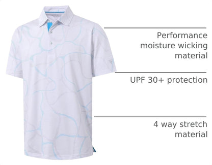 M MAELREG Golf Shirts for Men Dry Fit Print Patterns Performance Moisture Wicking Mens Polo Shirts Short Sleeve