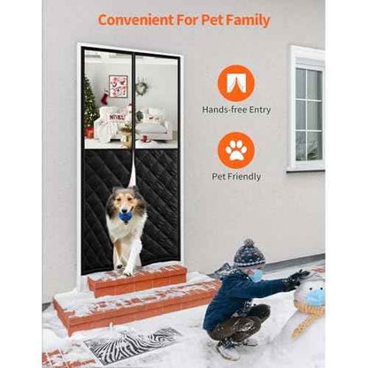 Magnetic Thermal Insulated Door Curtain for 38"x 82" Doors, Visible Door Cover for Heat Insulation, Magnetic Closure Thick Blanket for Doorway to Keep Warm in Winter Cool in Summer
