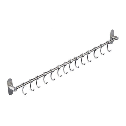 Utensil Hanging Rack with 12 Removable Hooks Nail Free by Kelelife, Stainless Steel Wall Mounted Coat Hat Rack Kitchen Tool Hooks Hangers in Kitchen or Bathroom Brushed Nickel