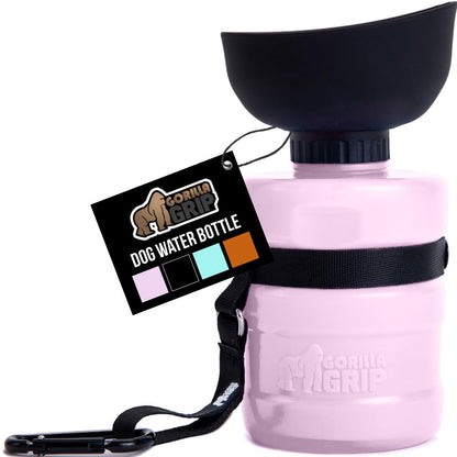 GORILLA GRIP Dog Water Bottle, Portable Water Bowl Dispenser for Dogs, 20 oz Leak Proof Pet Travel Squeeze Bottles, Food Grade Silicone, to Go Puppy Essentials, Hiking Camping Trip Accessories, Black