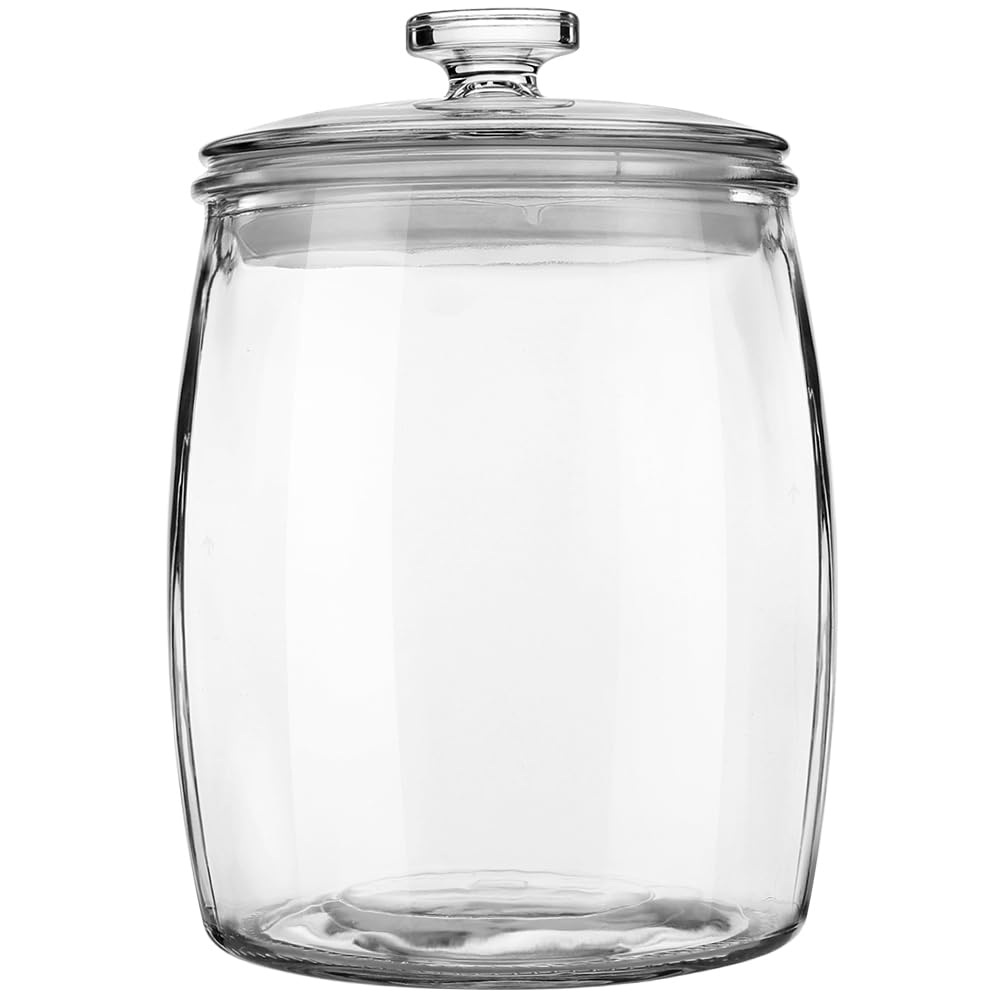 Folinstall Wide Mouth Apothecary Jar with Lid, 0.5 Gallon Glass Jar for Kitchen Storage and Laundry Room Organization, 72 oz Clear Glass Container for Cookie, Candy, Sugar, Flour, Nuts