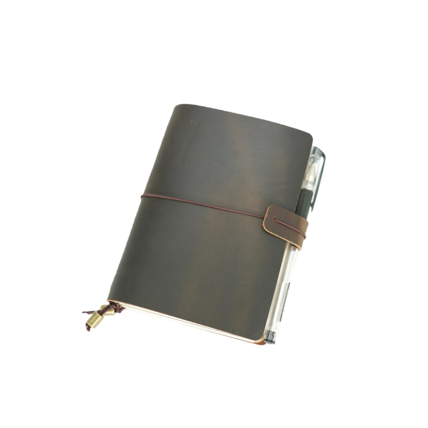 YIYUS Travelers Notebook Handcrafted Genuine Leather Journal Cover - A6 4.1" x 5.8" / 10.5cm x 14.8 cm Refillable Travel Journal Cover with Inner Pockets and Card Slots A6 Darkbrown