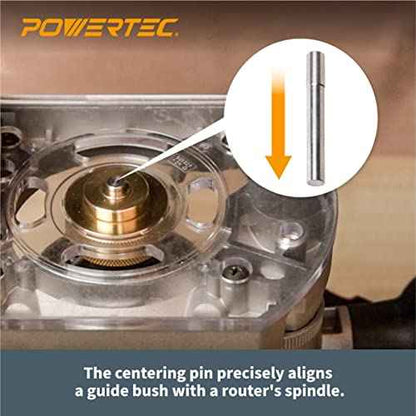 POWERTEC Solid Brass Inlay Kit. Router Bit with 1/4" Cutting Dia. & Shank. Fits Porter-Cable Style Router Base Plate. Works with Router Templates for Woodworking Tools & Router Accessories (71729)